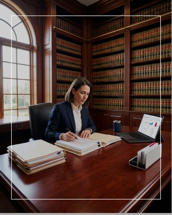 Somerset County NJ law office — attorney reviewing case files at a professional law firm in Somerset County